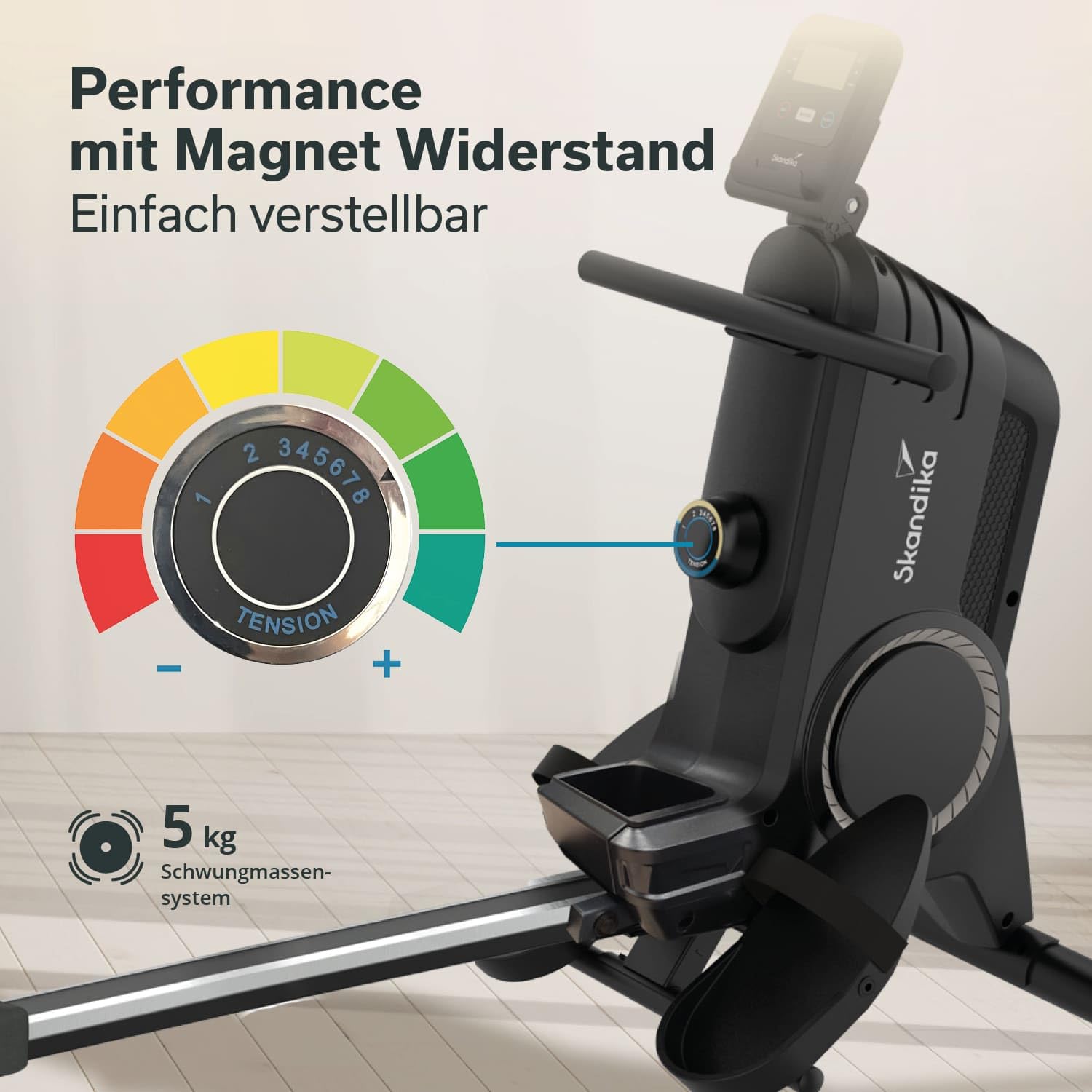 Skandika Oxford Pro | Magnetbremssystem, Bluetooth, Indoor Rudersportgerät mit App, 8 Widerstandsstufen, bis 120 kg | Rudergerät für zuhause, Rudermaschine, Krafttraining, Rudergeräte
