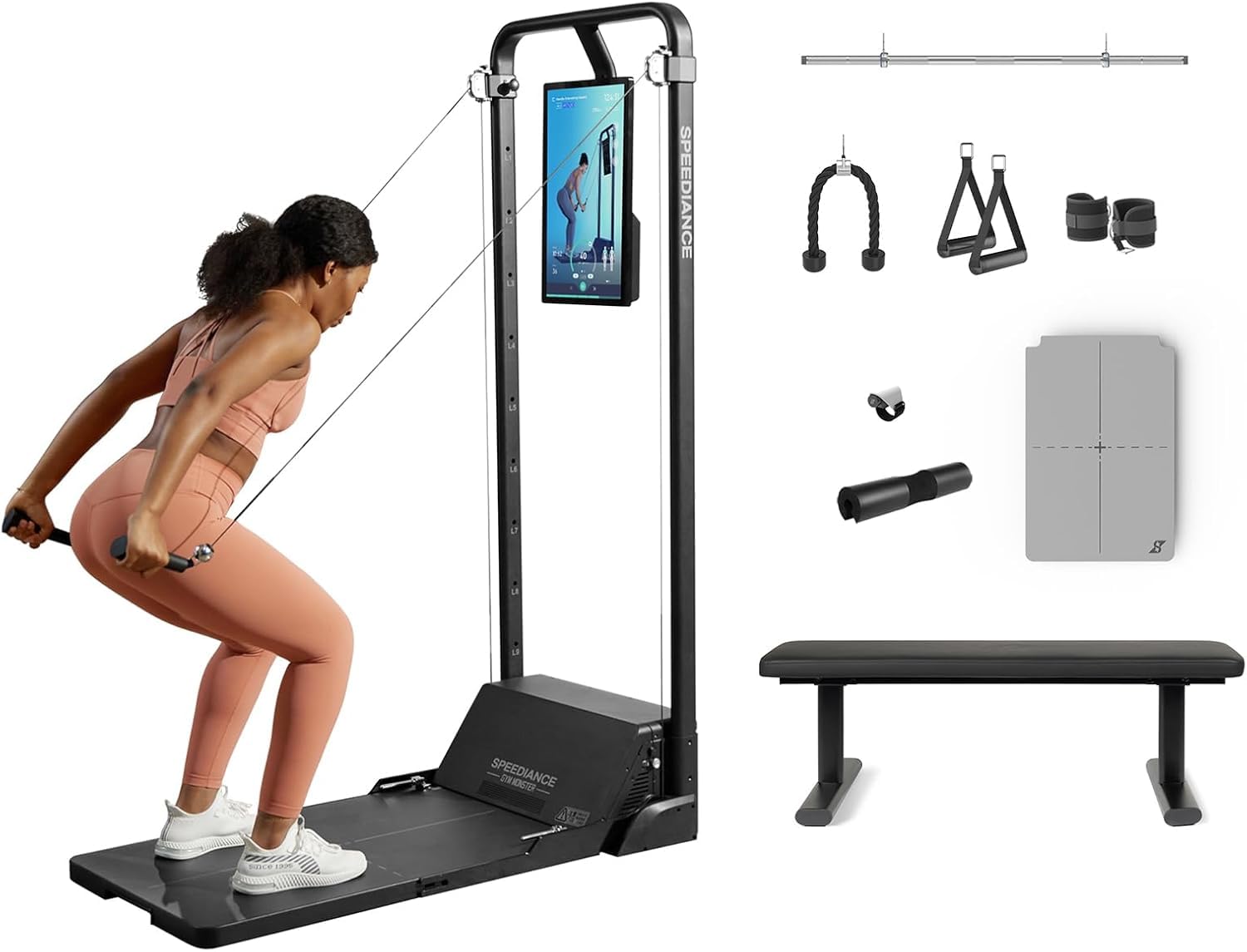 Speediance Smart Home Gym System, Gym Monster Multifunktionale Smith Maschine Home Gym Power Cage, Tragbare Kabelmaschine für Home Workout, Ganzkörper-Krafttraining Fitness Übungsgerät